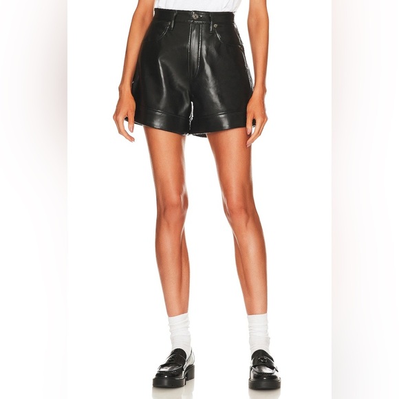 Agolde Recycled Leather Angled Hem Short in Detox Sz 25 - Picture 1 of 5